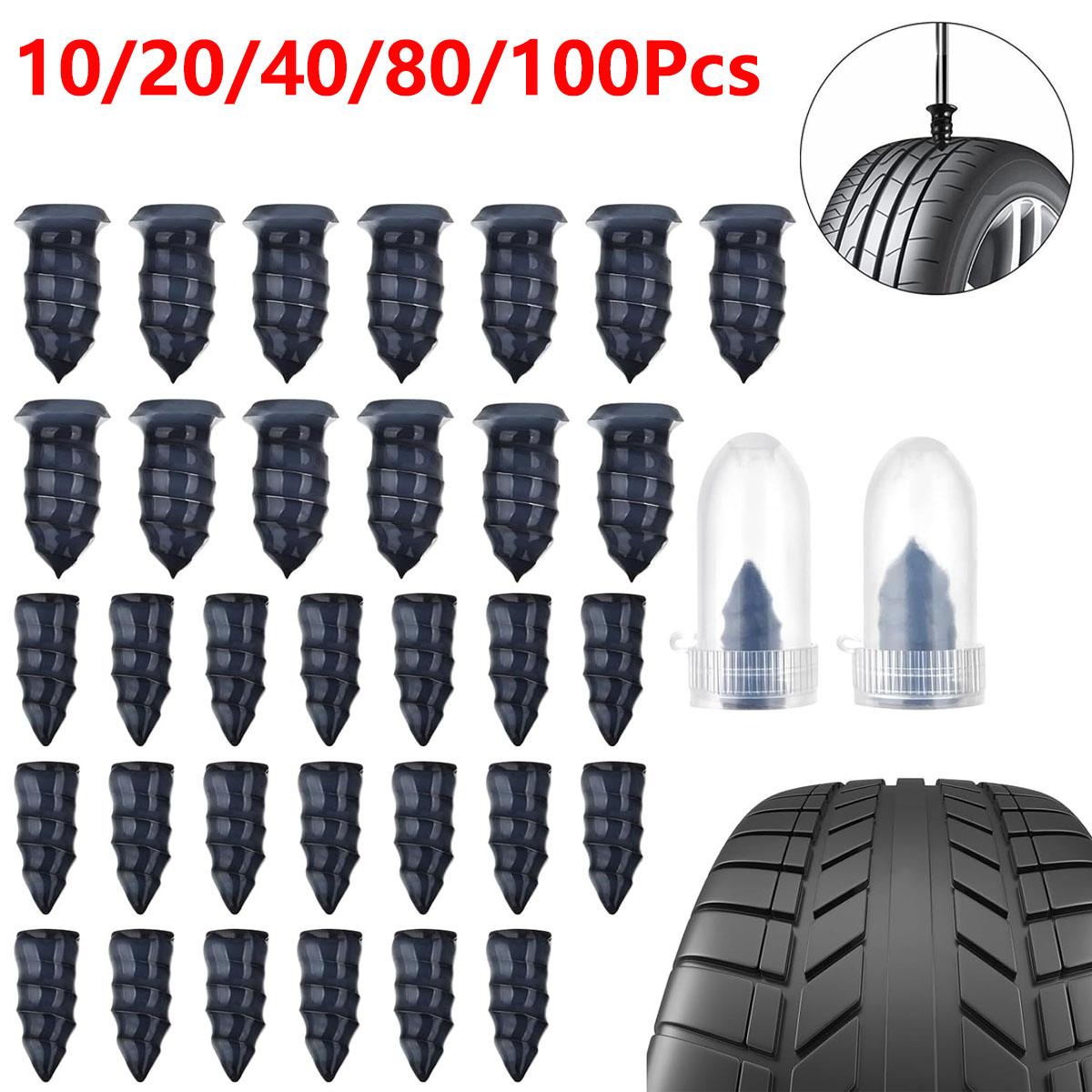 Tubeless Tire Sealant - 10/40/80/100Pcs Car Tire Repair Nail Vacuum