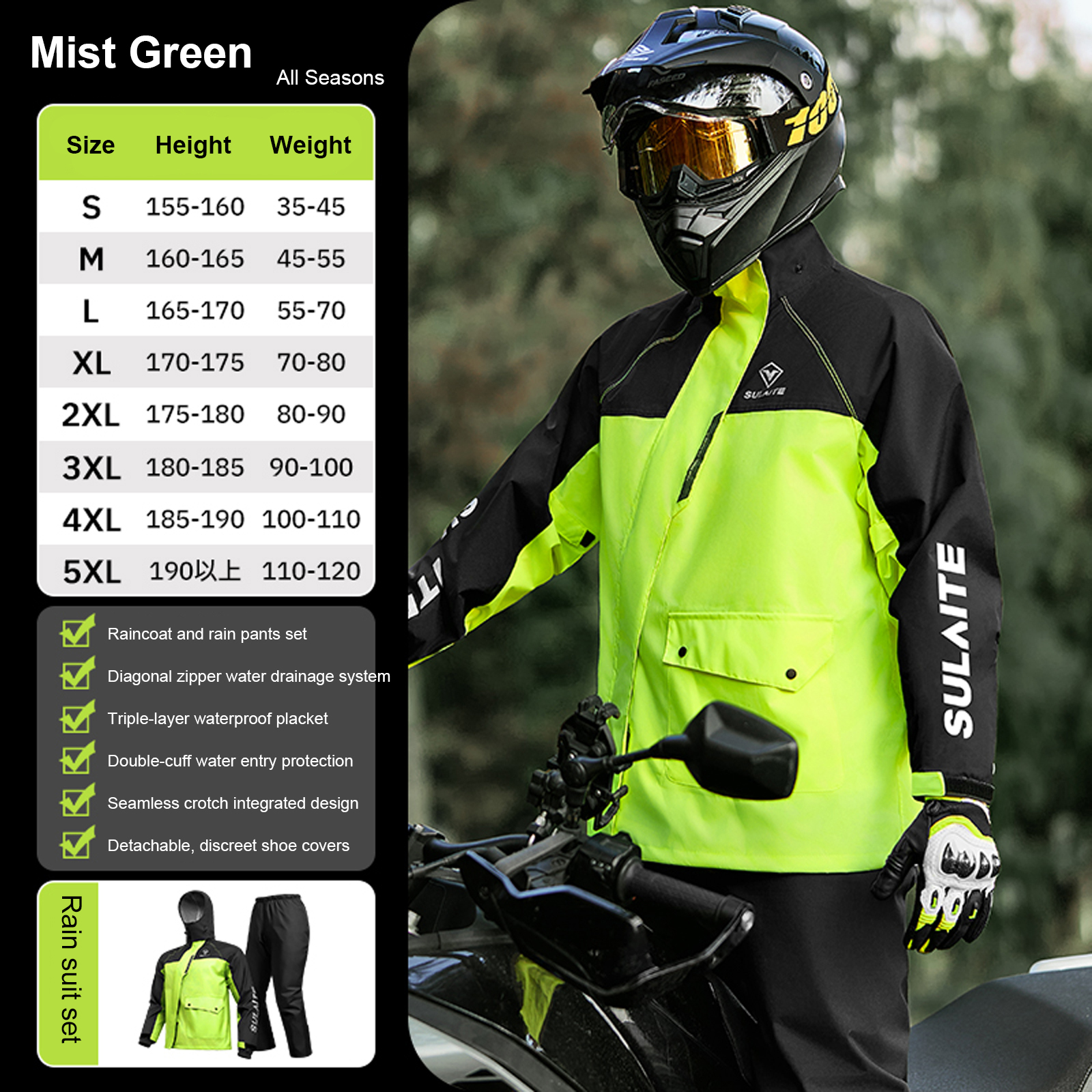 Motorcycle Rain Suit for Men & - Cycling Gear Rain recensie en prijs